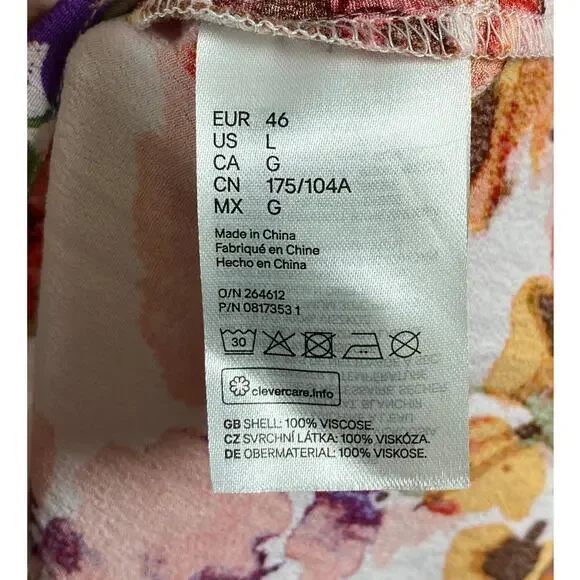 Women's Floral Puff Short Sleeve Button Down Summer Spring Shirt Dress Large - Picture 6 of 8